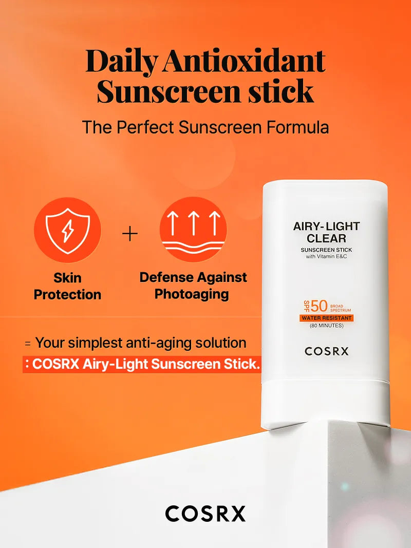 COSRX AIRY-LIGHT OIL CONTROL CLEAR SUNSCREEN STICK SPF 50 - Image 7